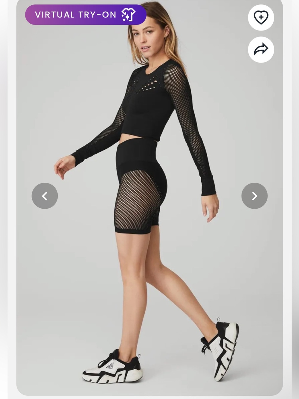 Set!(2)Alo Seamless Open Air Long Sleeve XS & Seamless HighWaist Short XXS Black - Picture 10 of 11